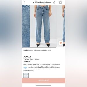 Agolde V Waist Baggy Jeans in Classic Blue